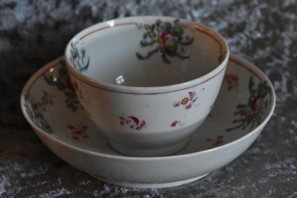 Pretty 18th Century Tea Bowl & Saucer View V