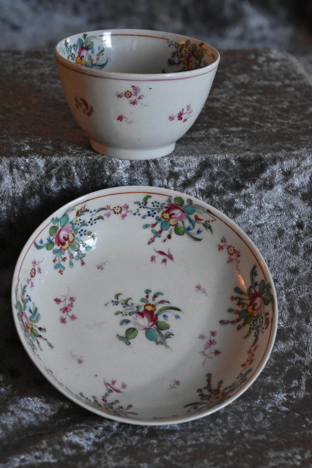Pretty 18th Century Tea Bowl & Saucer View II