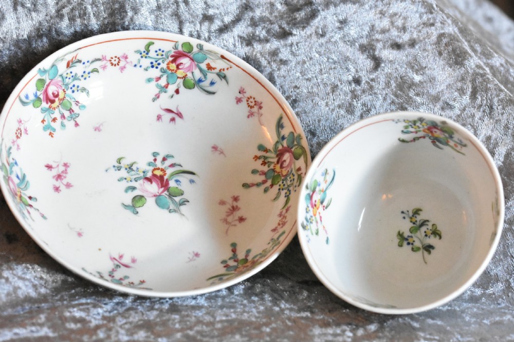 Pretty 18th Century Tea Bowl & Saucer View III