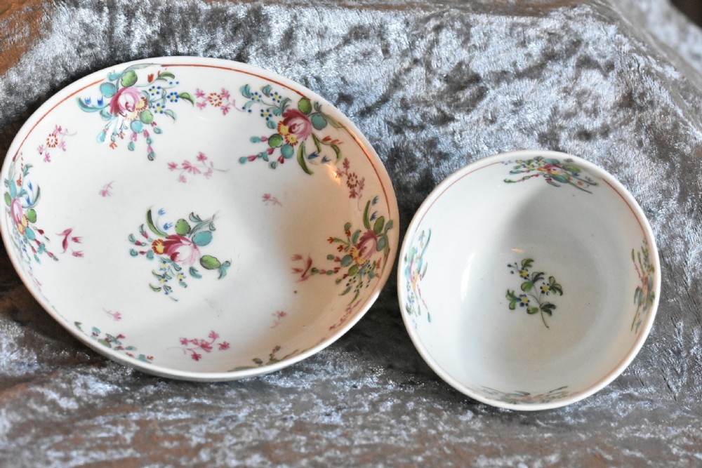 Pretty 18th Century Tea Bowl & Saucer