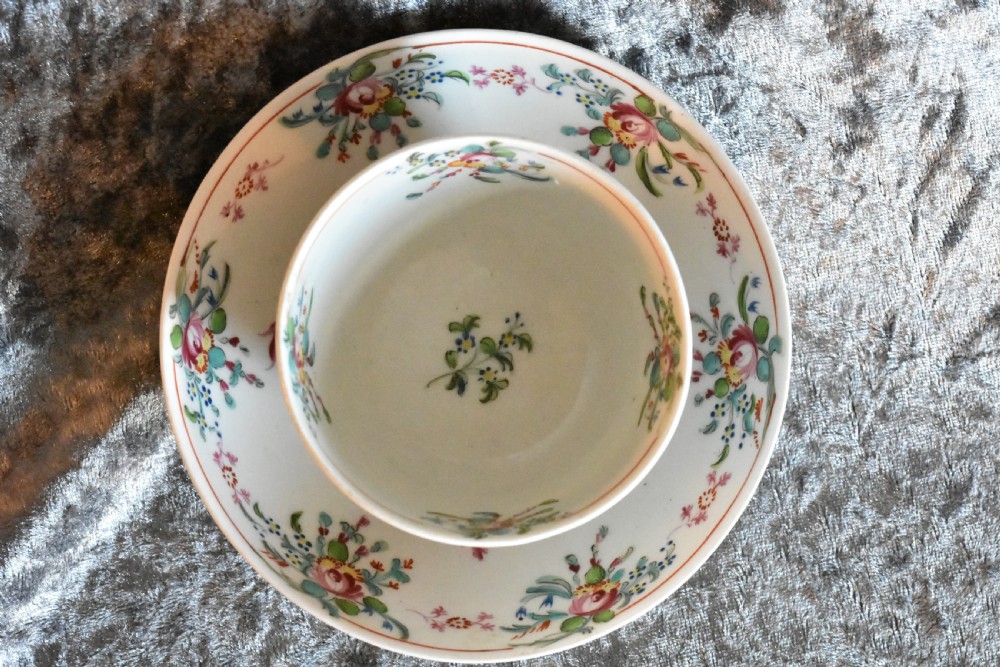 Pretty 18th Century Tea Bowl & Saucer View VIII