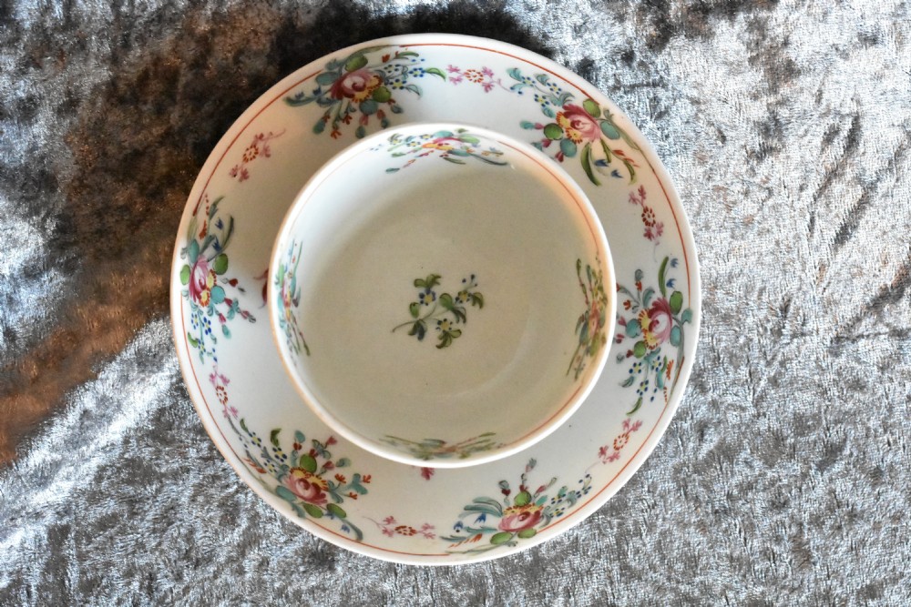 Pretty 18th Century Tea Bowl & Saucer View IX