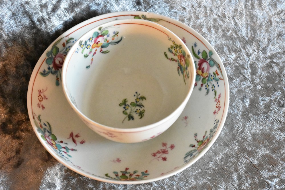 Pretty 18th Century Tea Bowl & Saucer View X