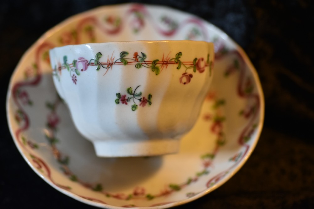 Rare Fluted 18thc Tea Bowl & Saucer View IV