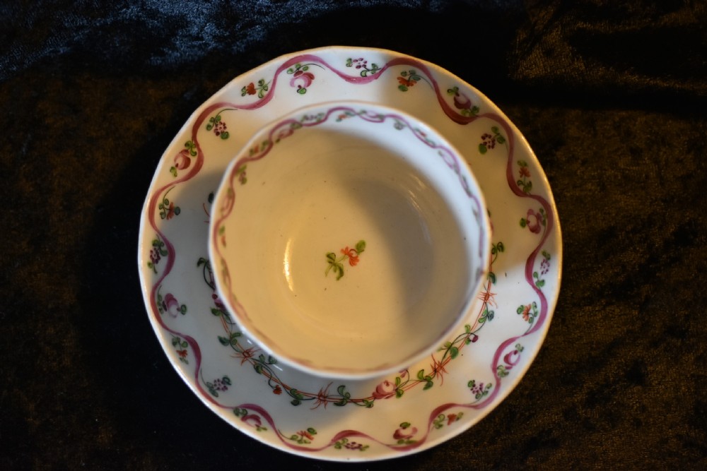 Rare Fluted 18thc Tea Bowl & Saucer View VII