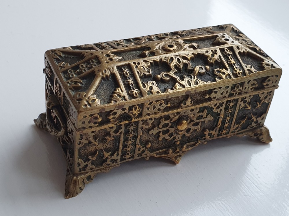 Antique ornate French Bronze casket, jewellery box, treasure chest, trinket box