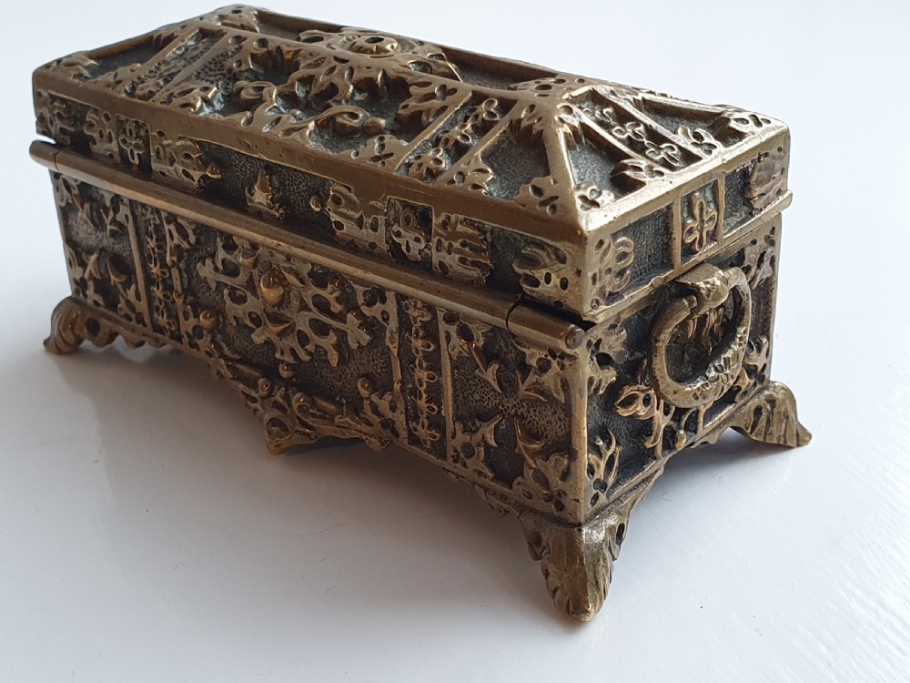 Antique ornate French Bronze casket, jewellery box, treasure chest, trinket box View IV