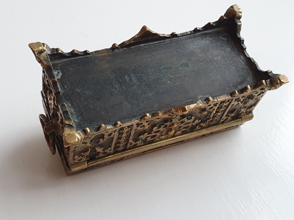 Antique ornate French Bronze casket, jewellery box, treasure chest, trinket box View V