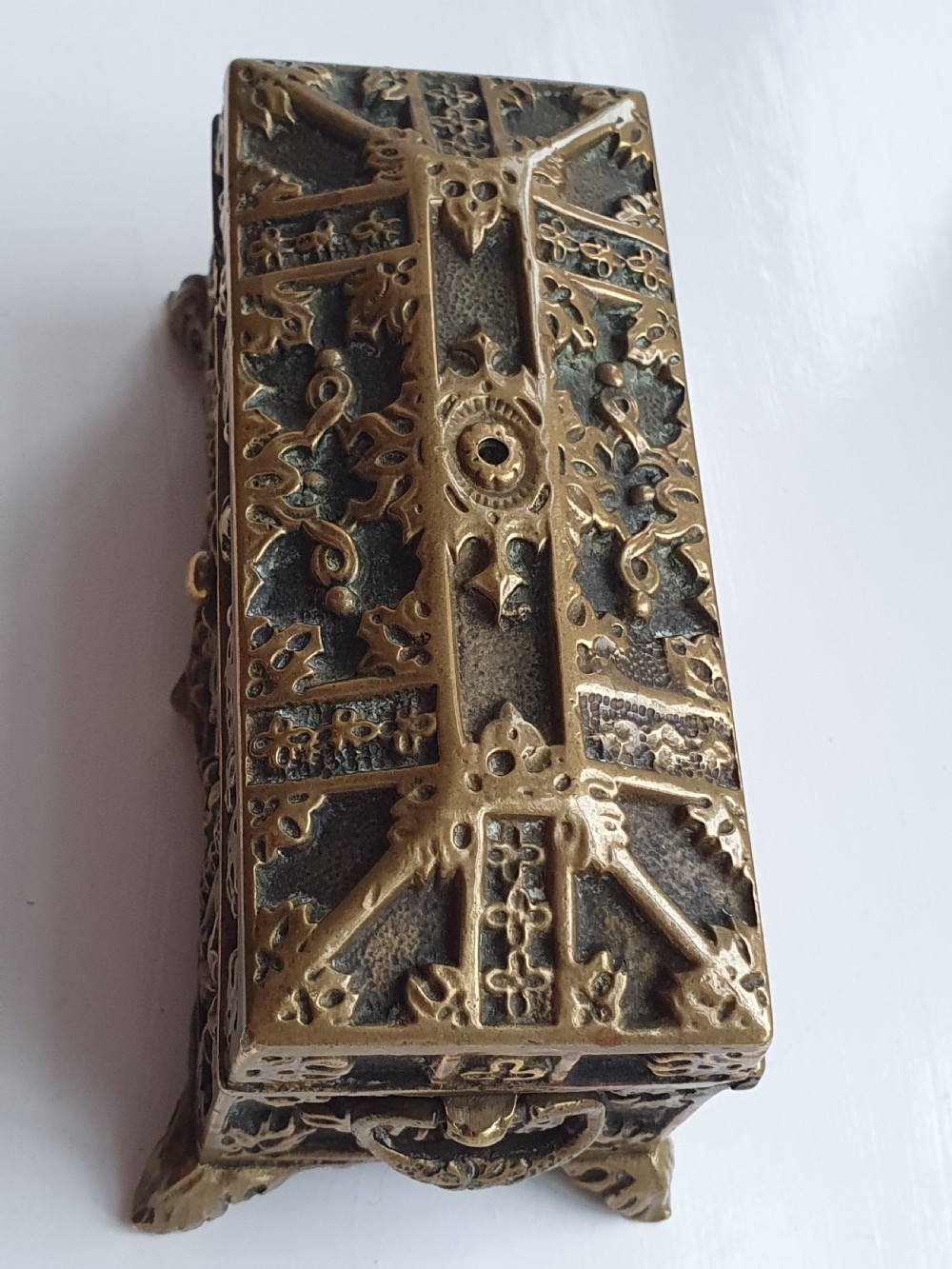 Antique ornate French Bronze casket, jewellery box, treasure chest, trinket box View XI