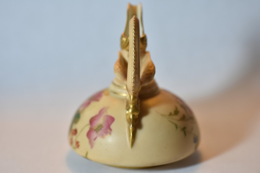 Unusual Royal Worcester Hand Painted Blush Ivory Jug with Dragon Handle c1906 View VII