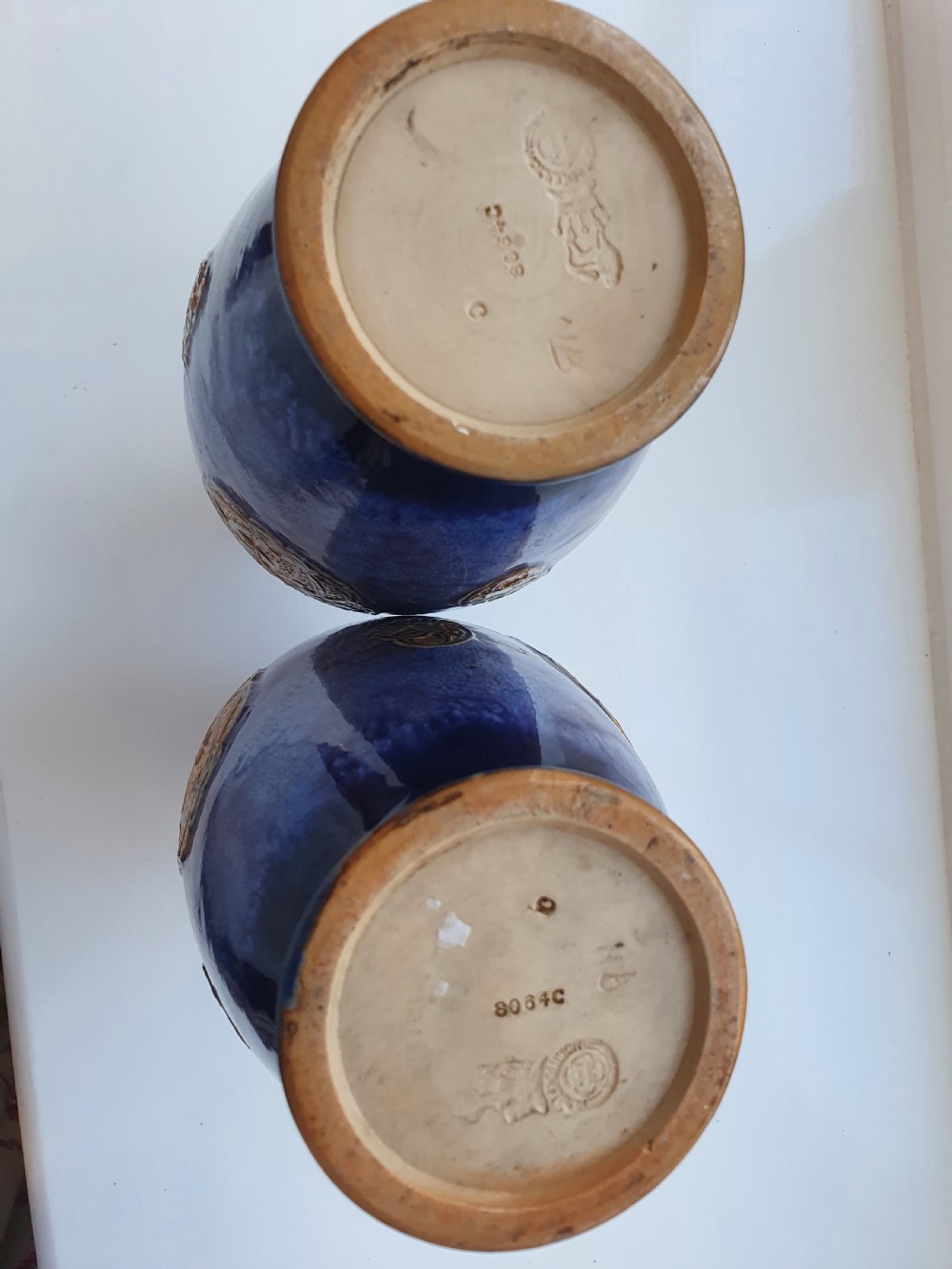 Stunning Lilac Blue Doulton Vases - Signed MB View X