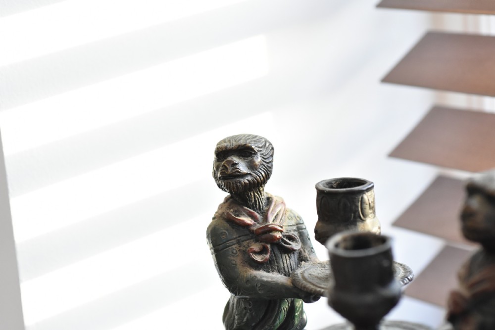 Decorative Bronze Monkey Candlesticks signed Fratin View III