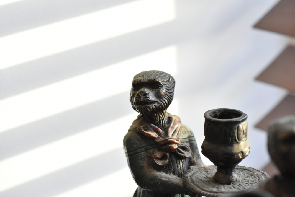 Decorative Bronze Monkey Candlesticks signed Fratin View V