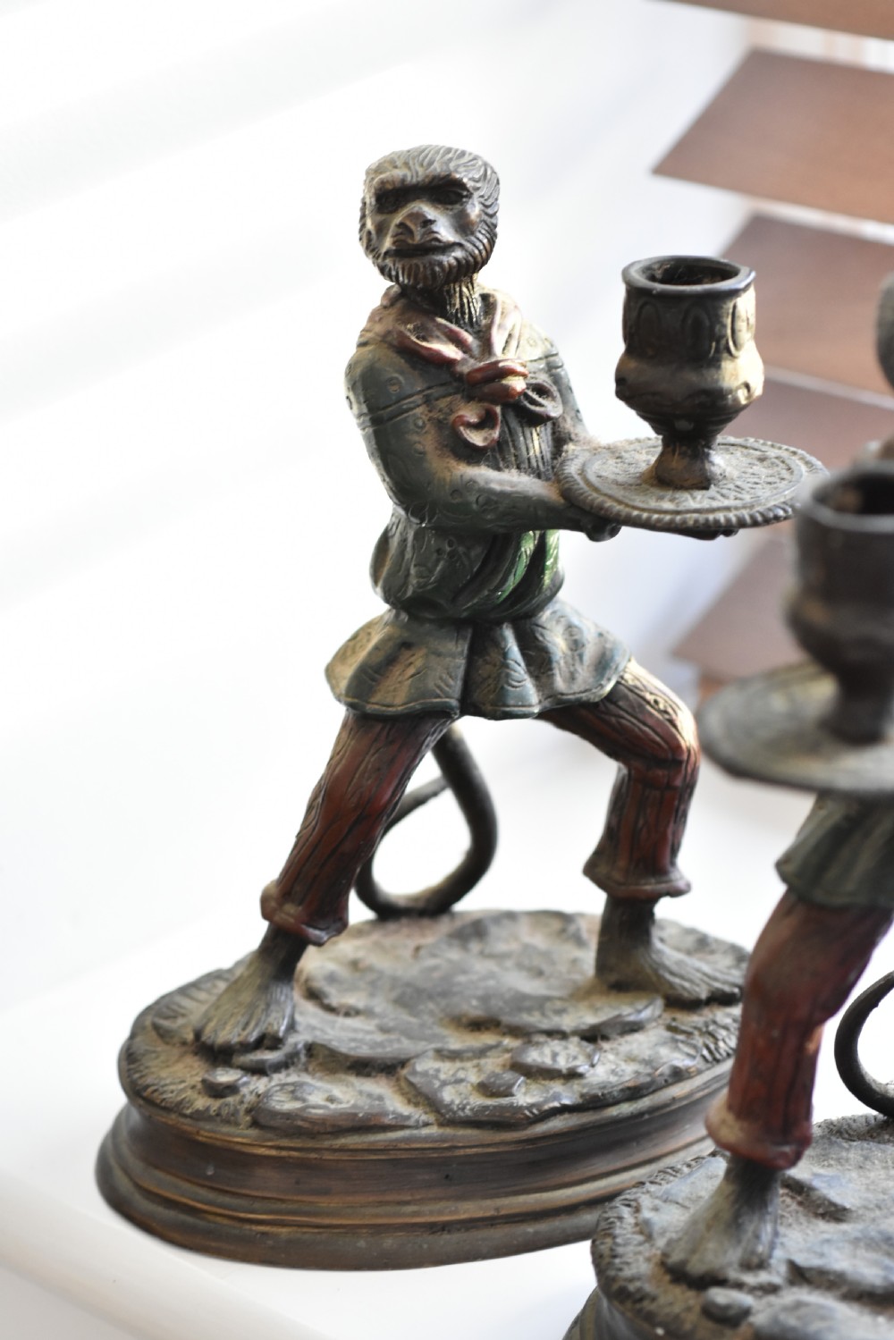 Decorative Bronze Monkey Candlesticks signed Fratin View VII