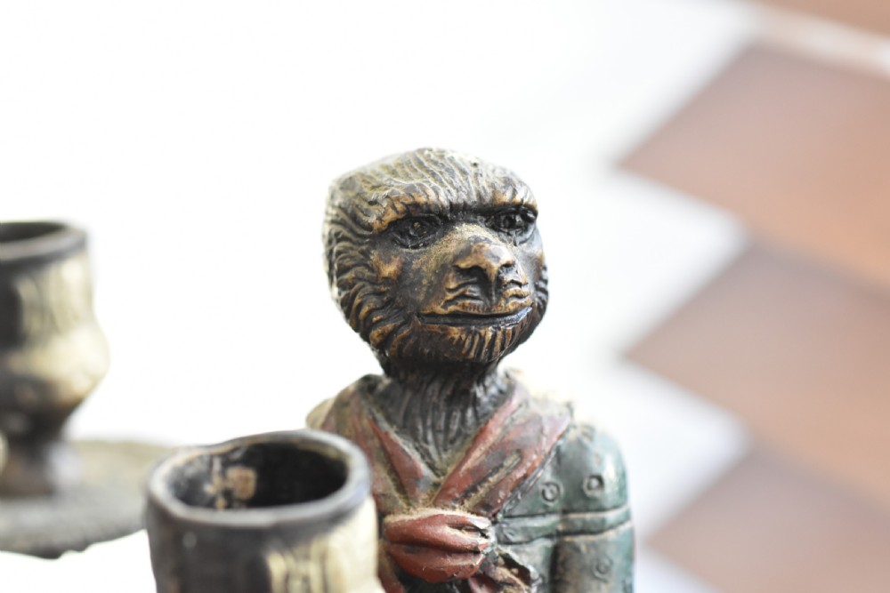 Decorative Bronze Monkey Candlesticks signed Fratin View IX