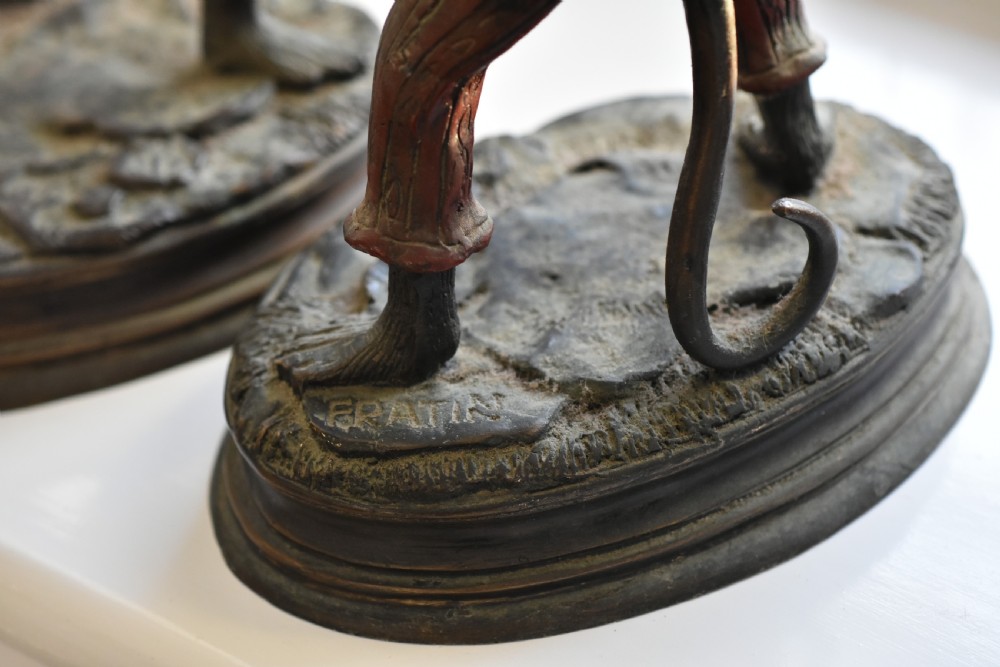 Decorative Bronze Monkey Candlesticks signed Fratin View X