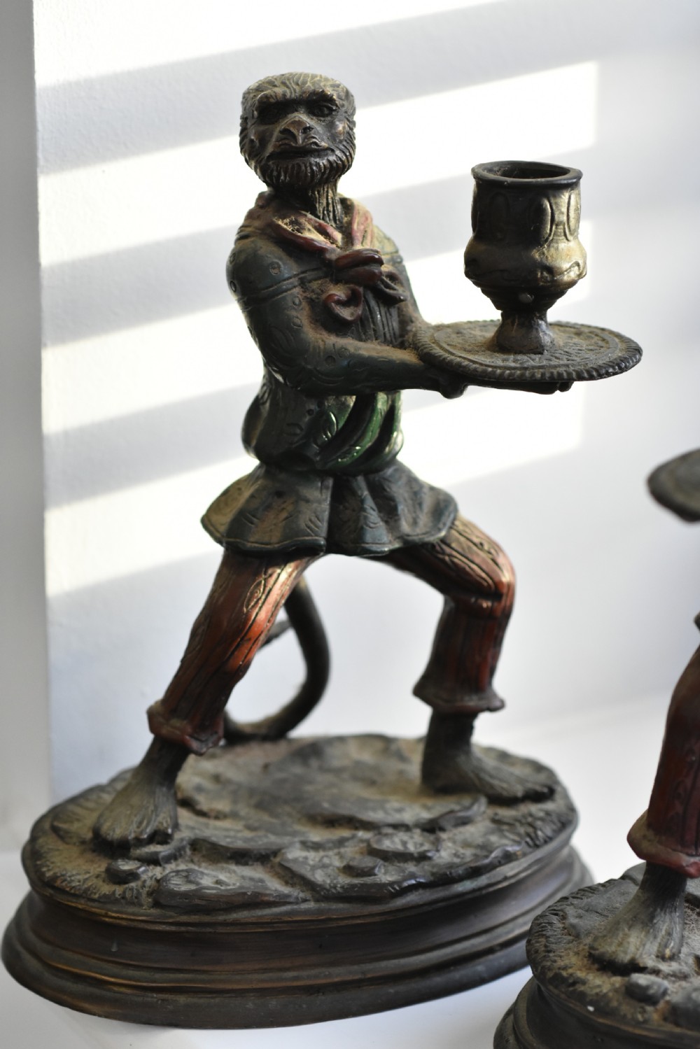 Decorative Bronze Monkey Candlesticks signed Fratin View XII