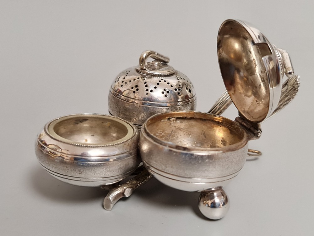 Fabulous Victorian SP Novelty Cruet Formed as Curling Stones c1890 View II