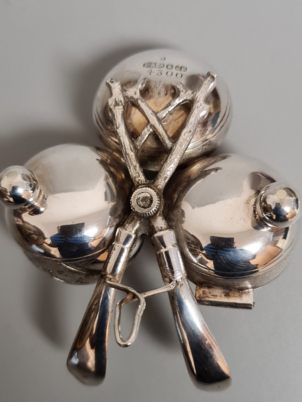 Fabulous Victorian SP Novelty Cruet Formed as Curling Stones c1890 View IV