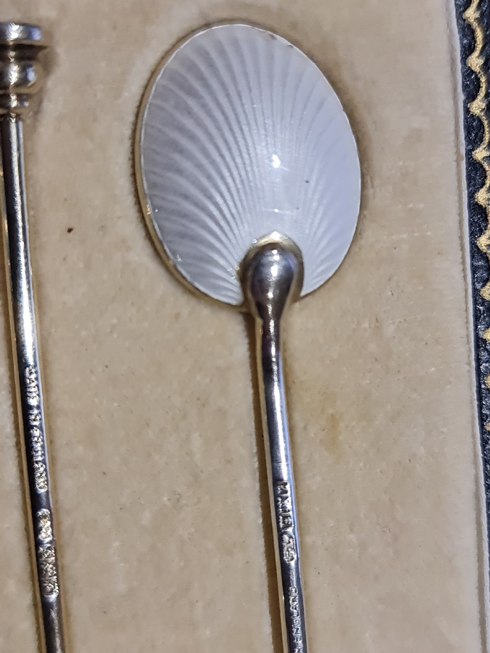 Exceptional Quality HM Silver Gilt & Guilloche Enamel Coffee Spoons View IX