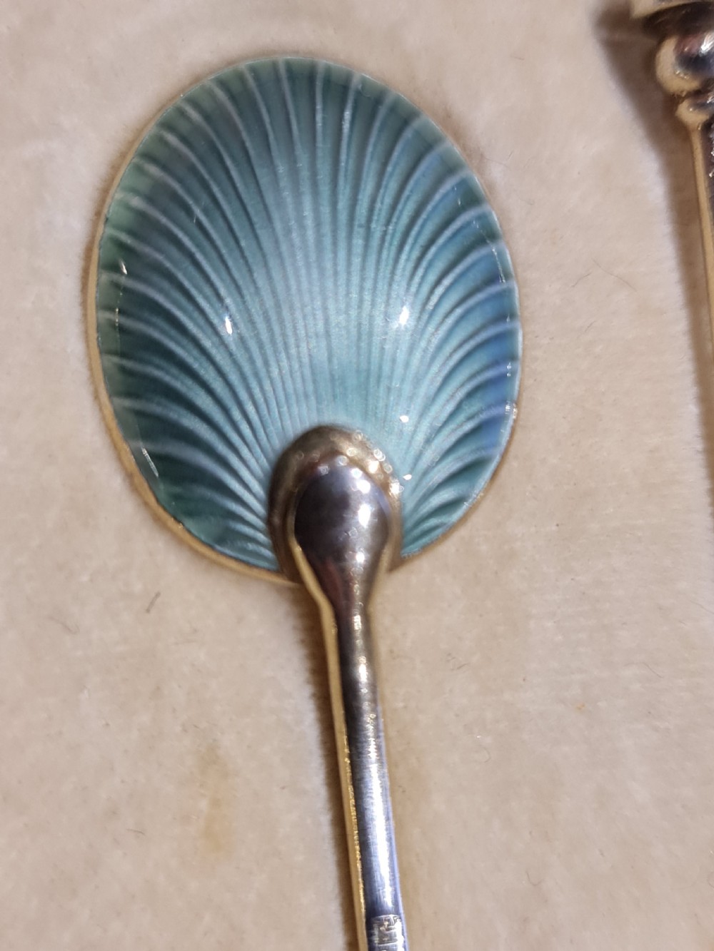 Exceptional Quality HM Silver Gilt & Guilloche Enamel Coffee Spoons View XIII