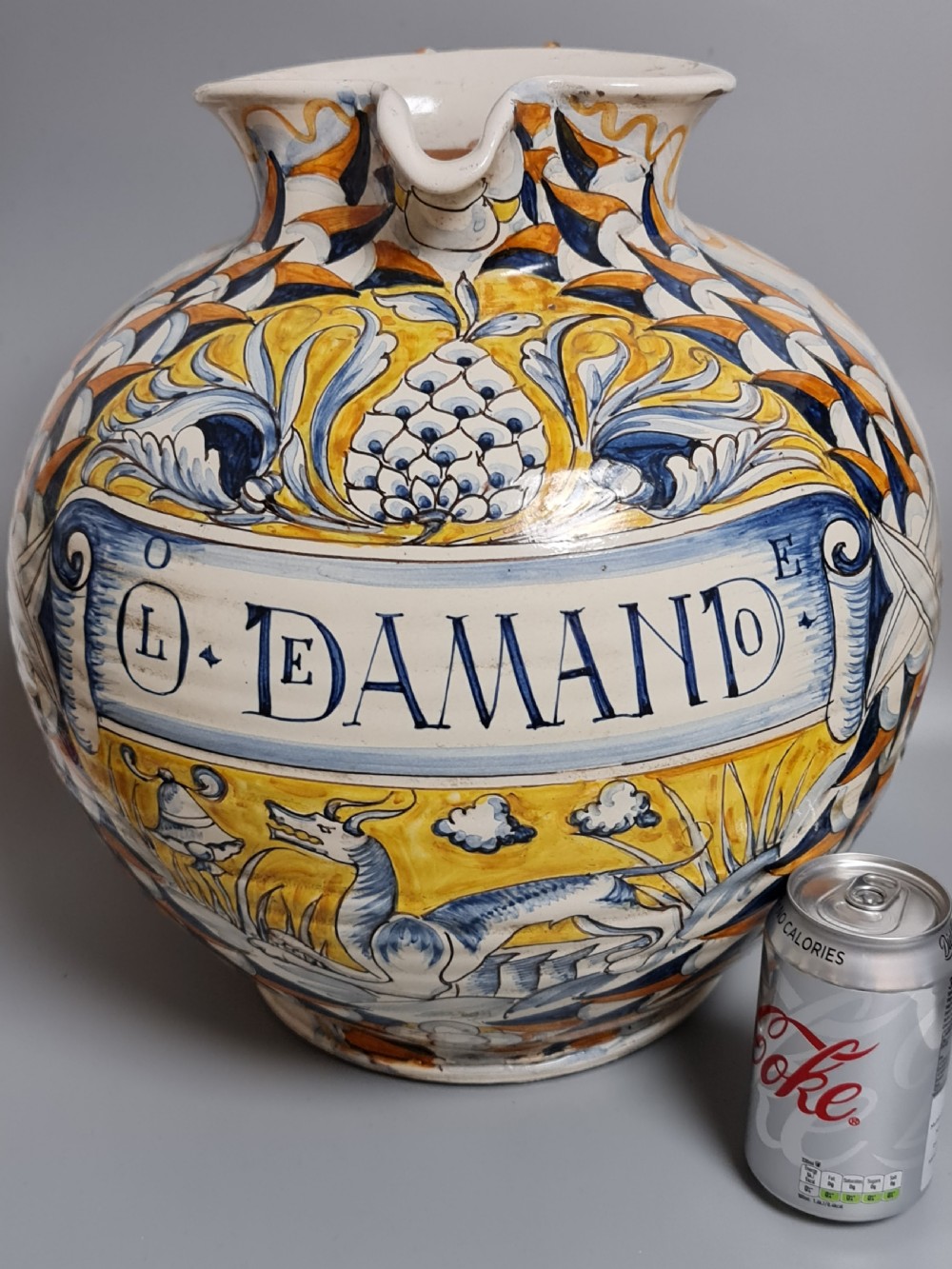 Absolutely Huge 19th Maiolica Jug  View III