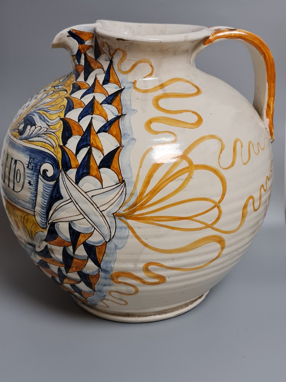 Absolutely Huge 19th Maiolica Jug  View V