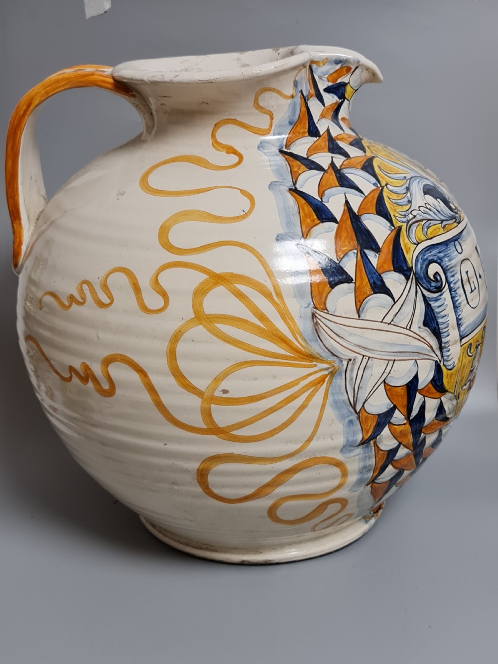 Absolutely Huge 19th Maiolica Jug  View VI