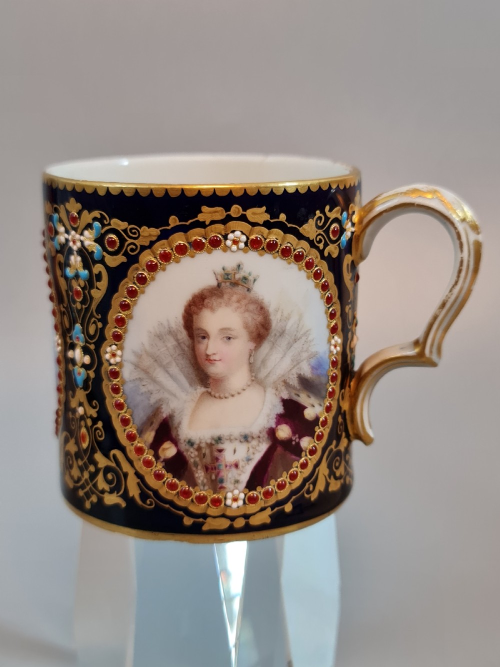 Rare Stunning Quality Early Sevres Triple Portrait Coffee Can  View IV