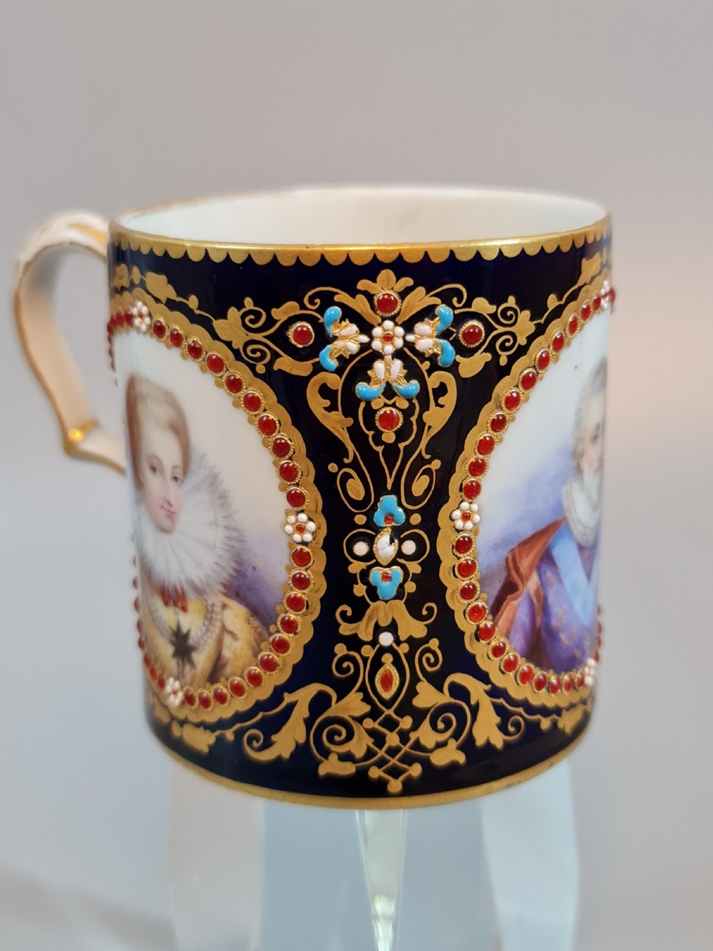 Rare Stunning Quality Early Sevres Triple Portrait Coffee Can  View VII