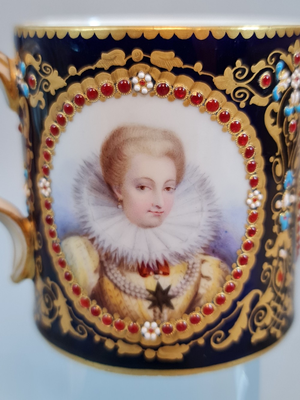 Rare Stunning Quality Early Sevres Triple Portrait Coffee Can  View V
