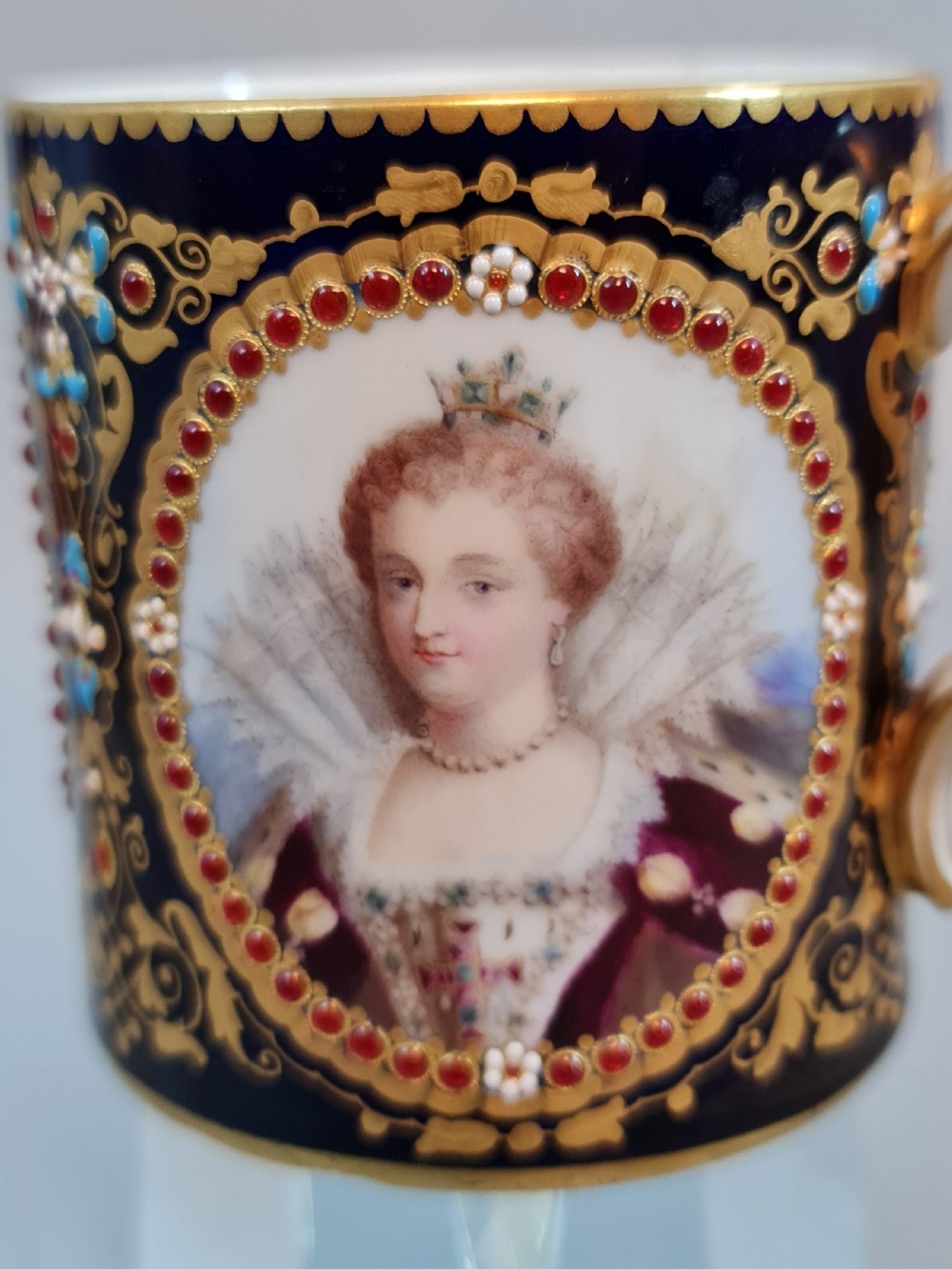 Rare Stunning Quality Early Sevres Triple Portrait Coffee Can  View VI