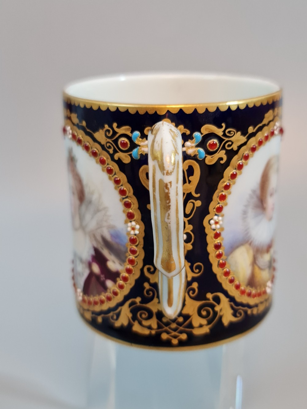 Rare Stunning Quality Early Sevres Triple Portrait Coffee Can  View VIII