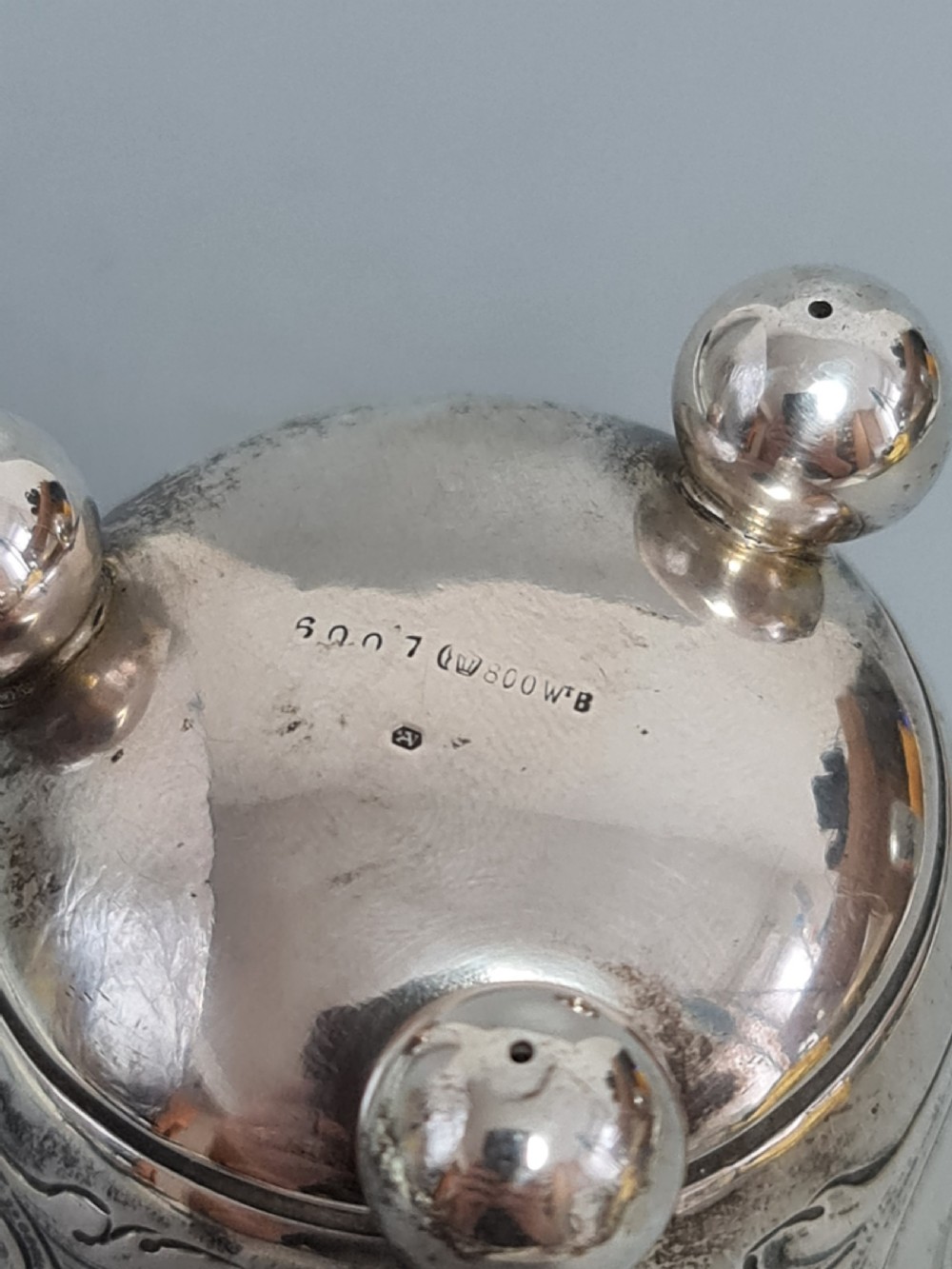 Delightful Late 19thc German Chased Silver Peg Beaker on Ball Feet View IX