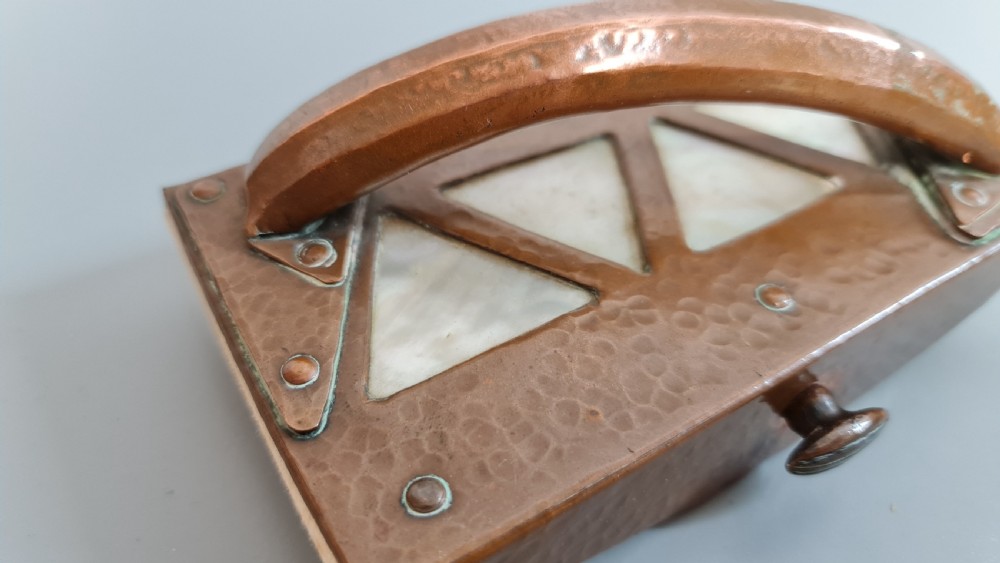 Very Unusual Arts & Crafts Large Copper Blotter c1900 Penzance View III