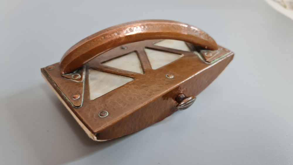 Very Unusual Arts & Crafts Large Copper Blotter c1900 Penzance View IV