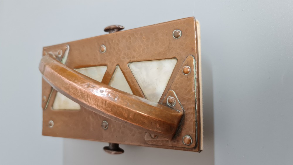 Very Unusual Arts & Crafts Large Copper Blotter c1900 Penzance View VI