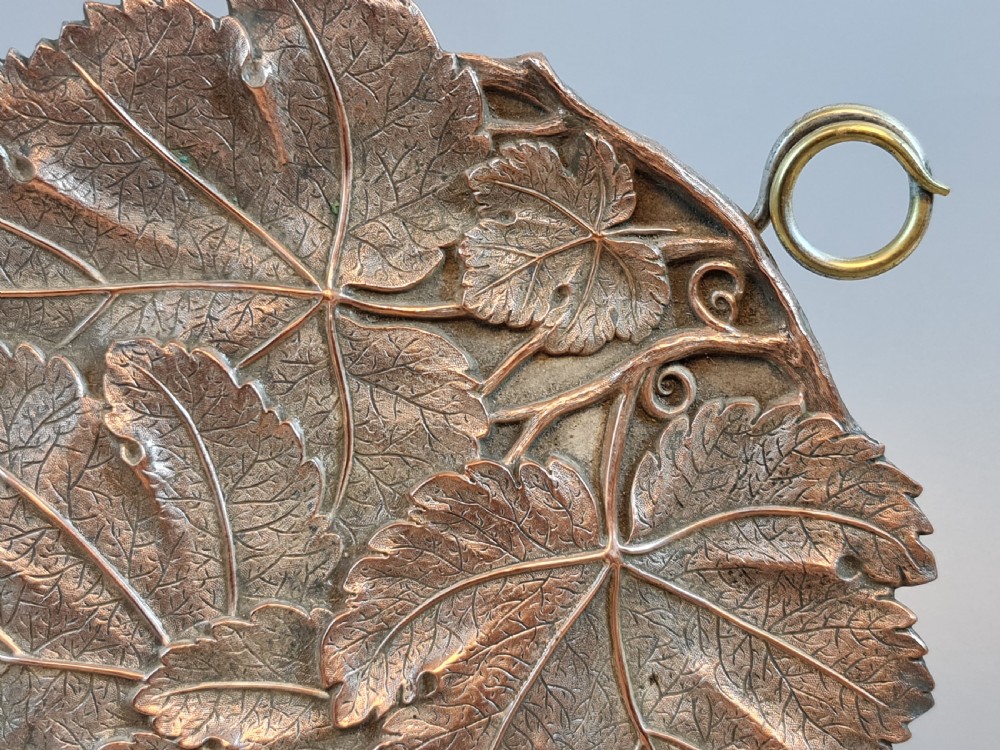 Fabulous Pair of Arts & Crafts Large Copper & Brass Leaf Dishes View II