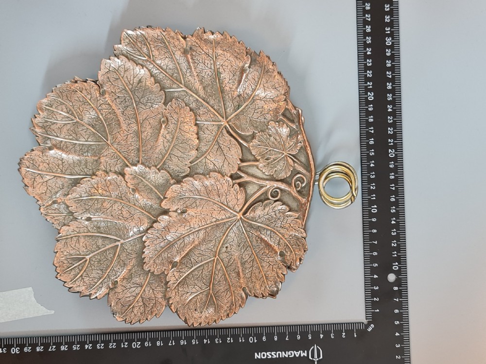 Fabulous Pair of Arts & Crafts Large Copper & Brass Leaf Dishes View VIII