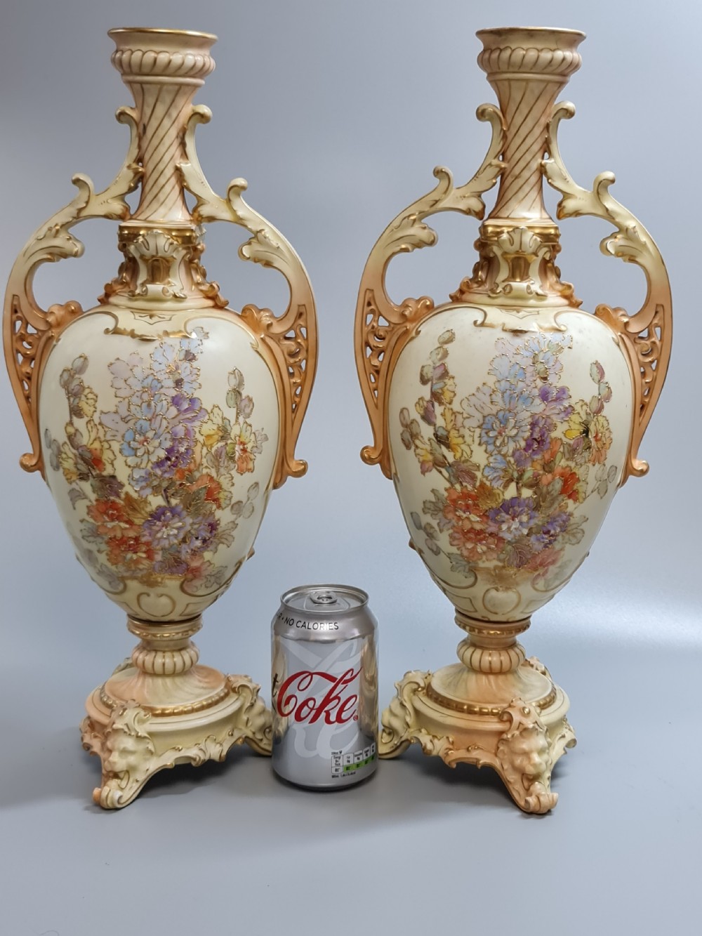 Beautiful Large (45cm) 19thc Pair of Tube Lined Continental Vases View II