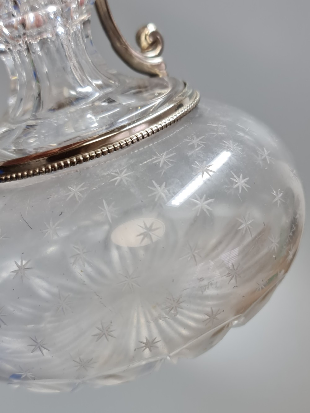 Stunning Quality 19th Century SP & Cut Glass Claret Jug View III