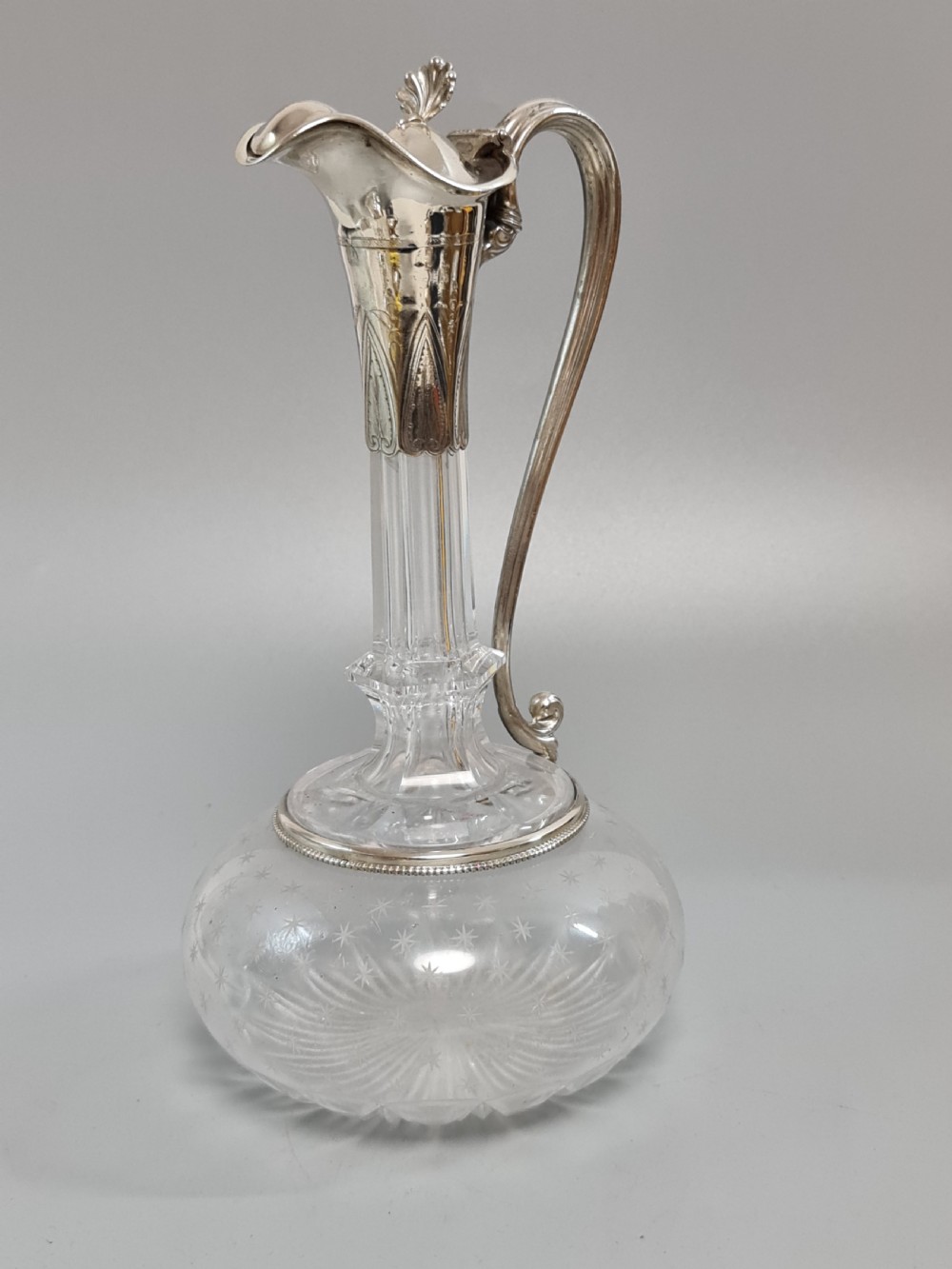 Stunning Quality 19th Century SP & Cut Glass Claret Jug View V