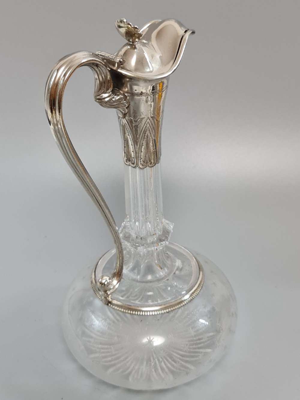 Stunning Quality 19th Century SP & Cut Glass Claret Jug View VII