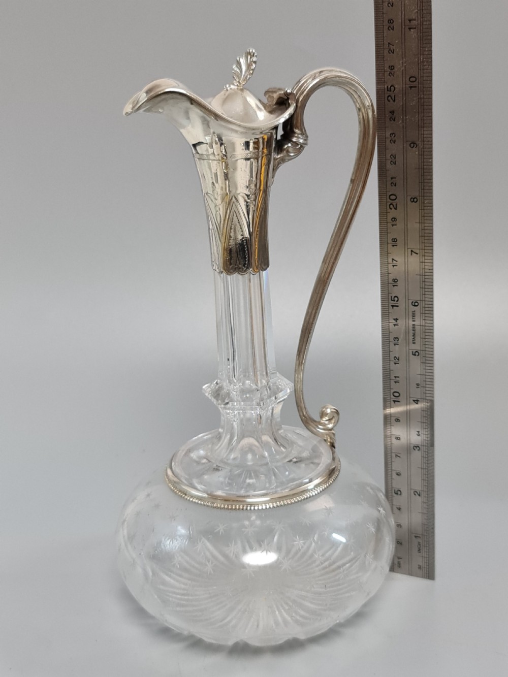 Stunning Quality 19th Century SP & Cut Glass Claret Jug View XI