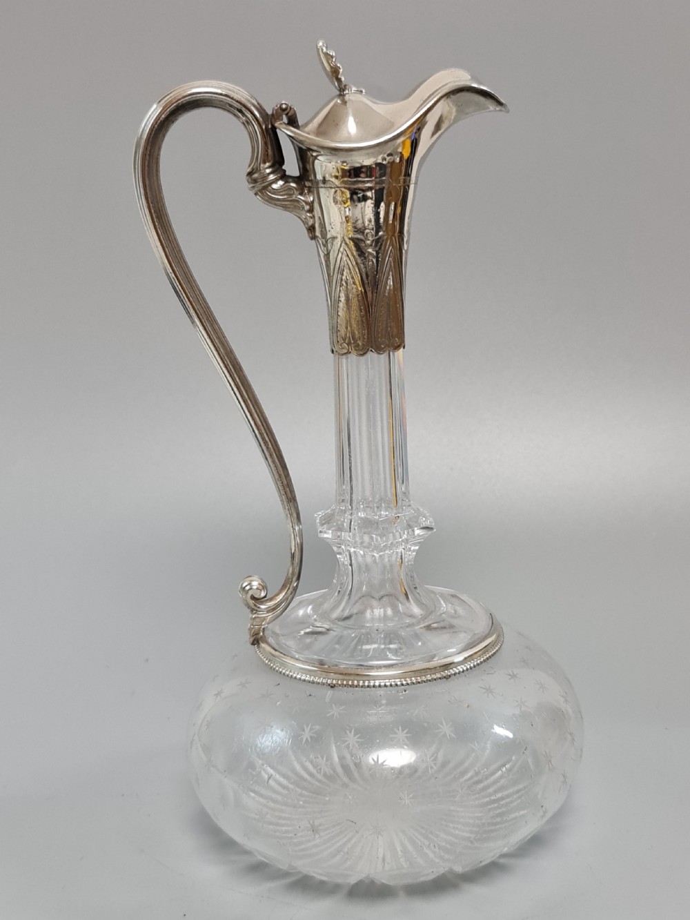 Stunning Quality 19th Century SP & Cut Glass Claret Jug View XV