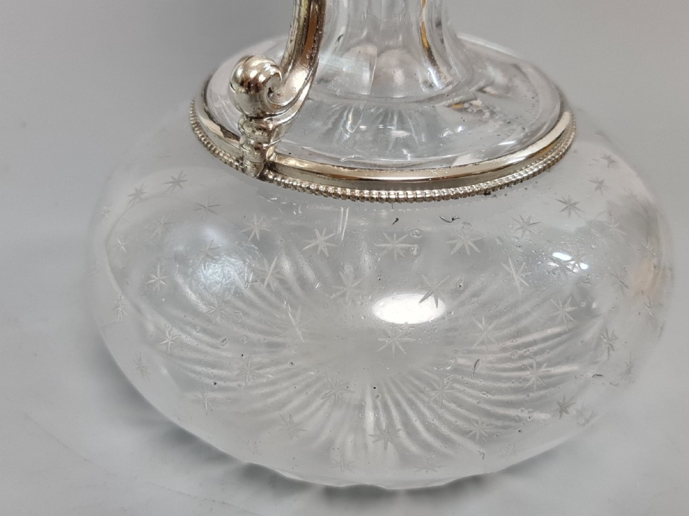 Stunning Quality 19th Century SP & Cut Glass Claret Jug View XVI