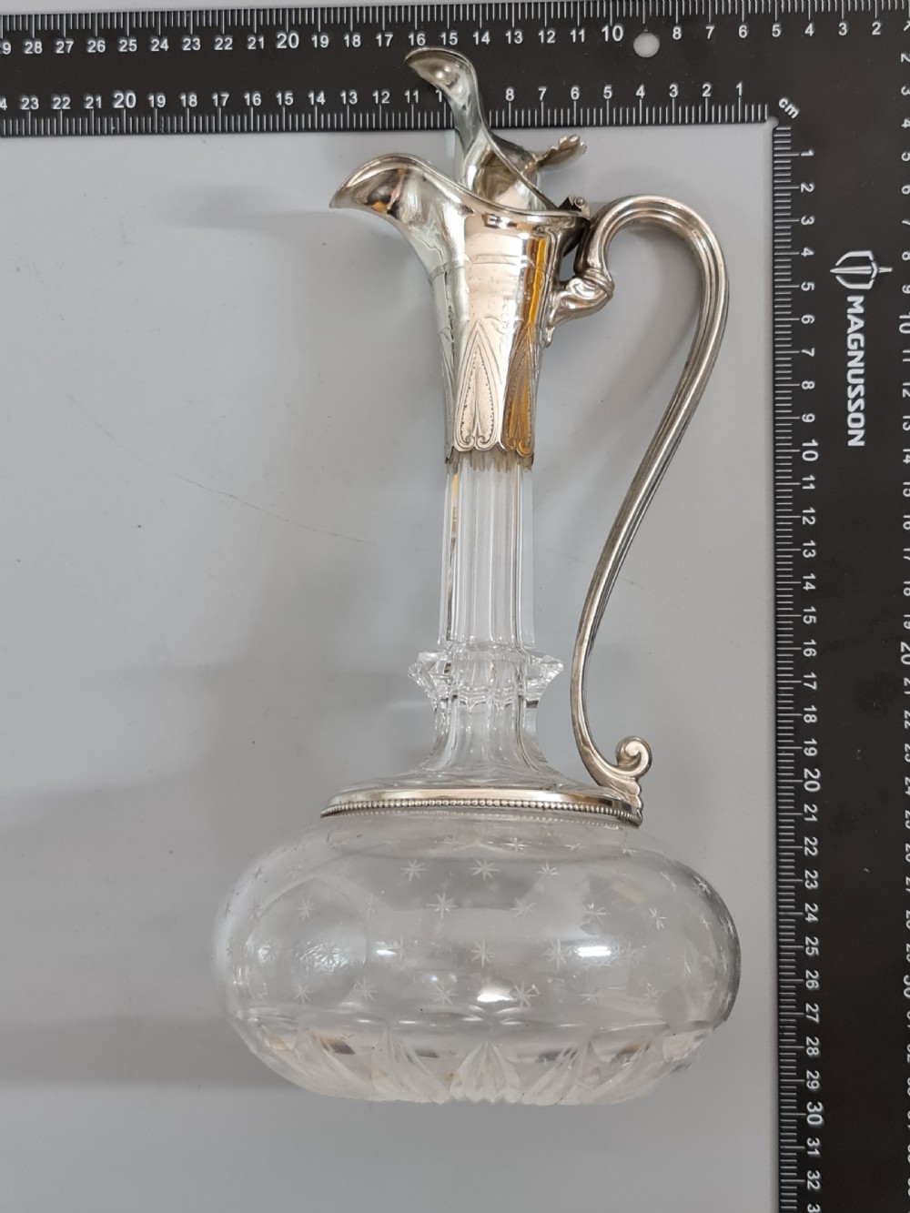 Stunning Quality 19th Century SP & Cut Glass Claret Jug View XVII