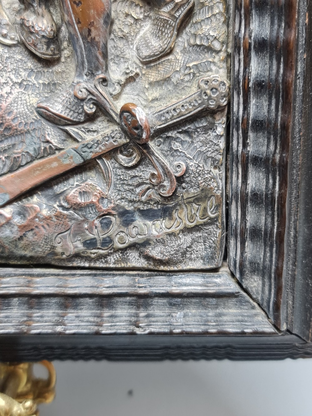 Large 19thc French Electrotype Plaque Depicting a Battle Scene View II