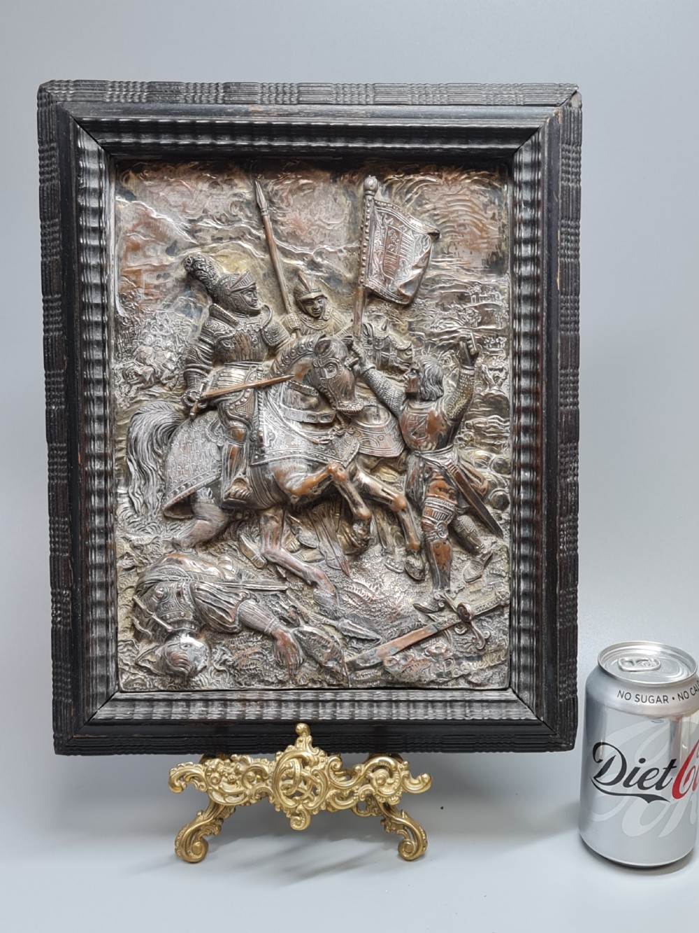 Large 19thc French Electrotype Plaque Depicting a Battle Scene View III