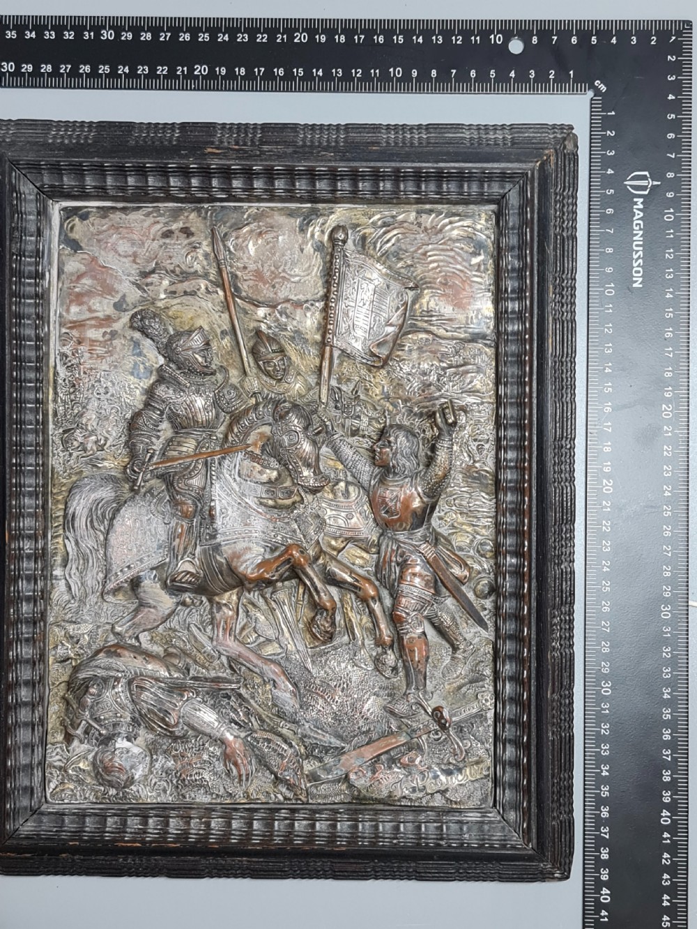 Large 19thc French Electrotype Plaque Depicting a Battle Scene View V